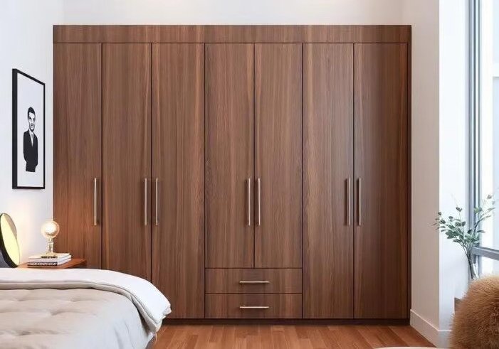 Minimal bedroom interior with clean design and storage solutions